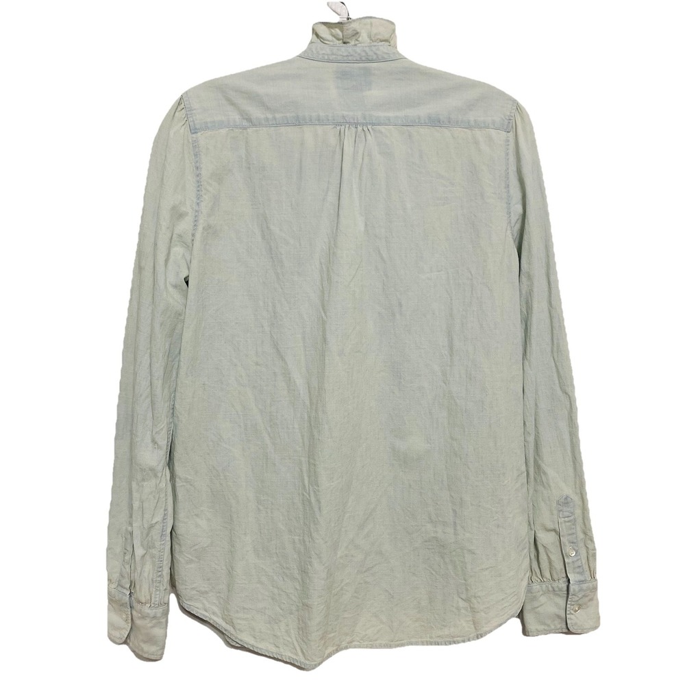 Vintage Polo Ralph Lauren Shirt Women Size 6 Light Blue Button Up Ruched Grunge - Picture 3 of 7